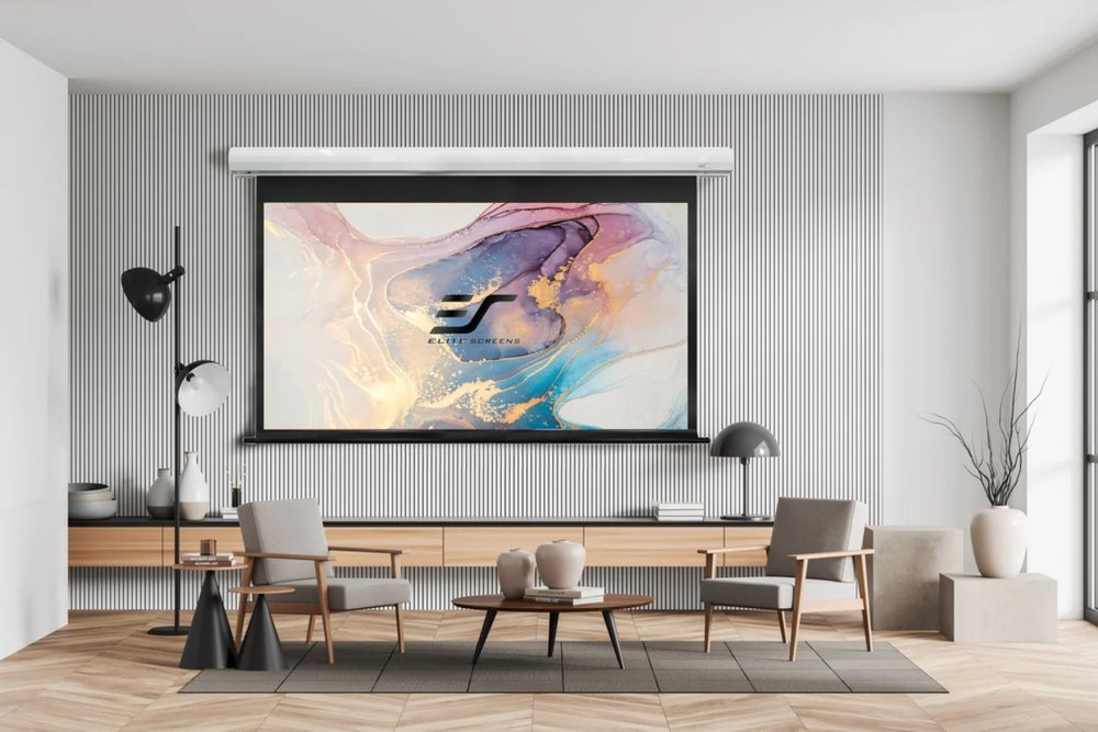 ELITE SCREENS plátno elektrické motorové 150" (381cm)/ 16:10/ 201,9×323,1cm/ case bílý/ 6" drop/ MaxWhite FG