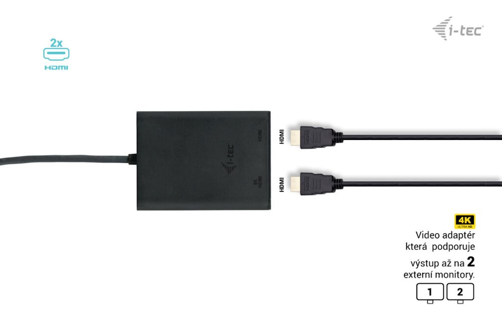 i-tec USB-C Dual 4K/60Hz (single 8K/30Hz) HDMI video adaptér