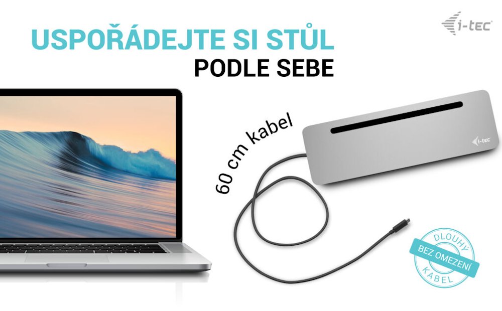 i-tec dokovací stanice USB-C Metal Ergonomic 4K/ 3x Display/ Power Delivery 100W + univerzální nabíječka 100W