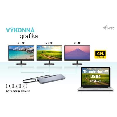 i-tec dokovací stanice USB-C Metal Ergonomic 4K/ 3x Display/ Power Delivery 100W + univerzální nabíječka 100W