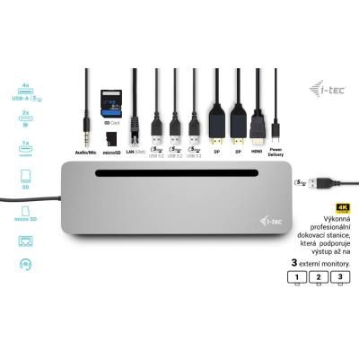 i-tec dokovací stanice USB-C Metal Ergonomic 4K/ 3x Display/ Power Delivery 100W