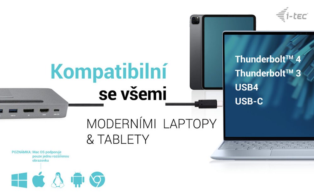 OPRAVENÉ - i-tec dokovací stanice USB-C/ 4K Triple Display/ DP/ HDMI/ VGA/ 2x USB 3.0/ 2x USB 2.0/ LAN/ Power Delivery 8...