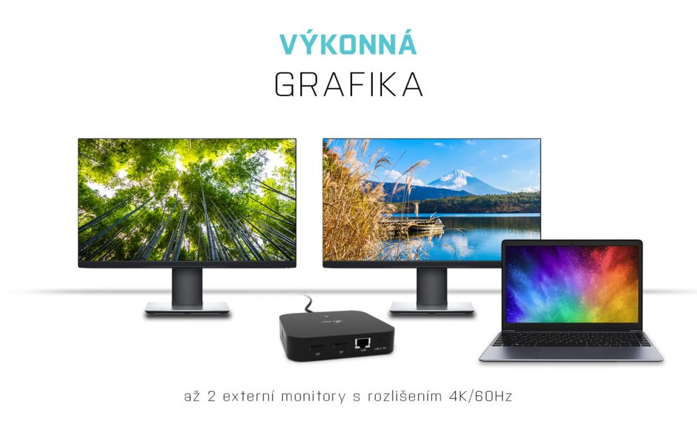 i-tec dokovací stanice USB-C Dual Display/ 2x DP/ 2x USB-C/ 5x USB/ LAN/ Power Delivery 65W + univerzální nabíječka 112W