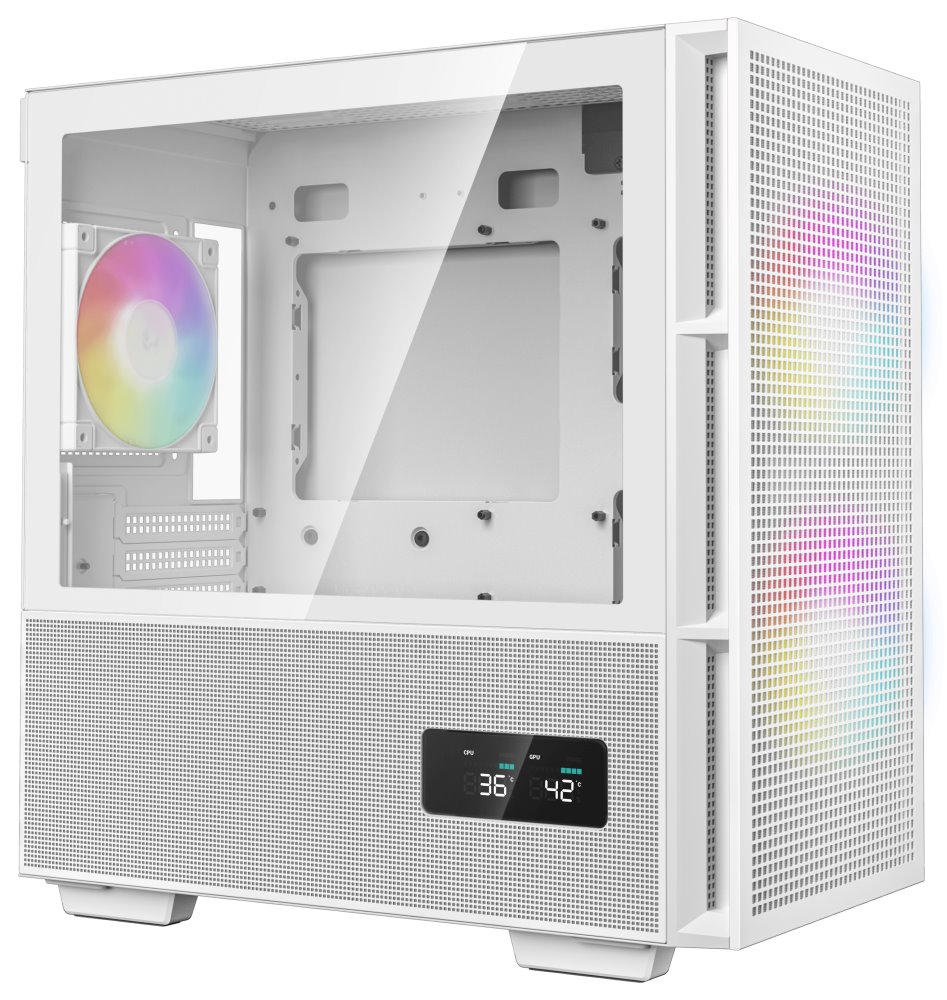 DEEPCOOL skříň CH360 Digital / mATX / 140mm +120 mm fan / USB 3.0 / USB-C /  mesh panel / prosklená bočnice / bílá