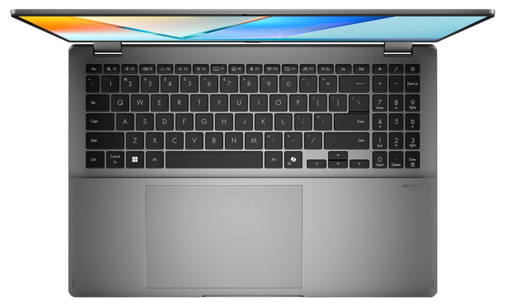 ASUS Vivobook Flip/ CORE ULTRA 7 256V/ 16GB/ 1TB SSD/ Intel® Graphics/ 16"WQXGA+,120HZ/ W11H/ šedý