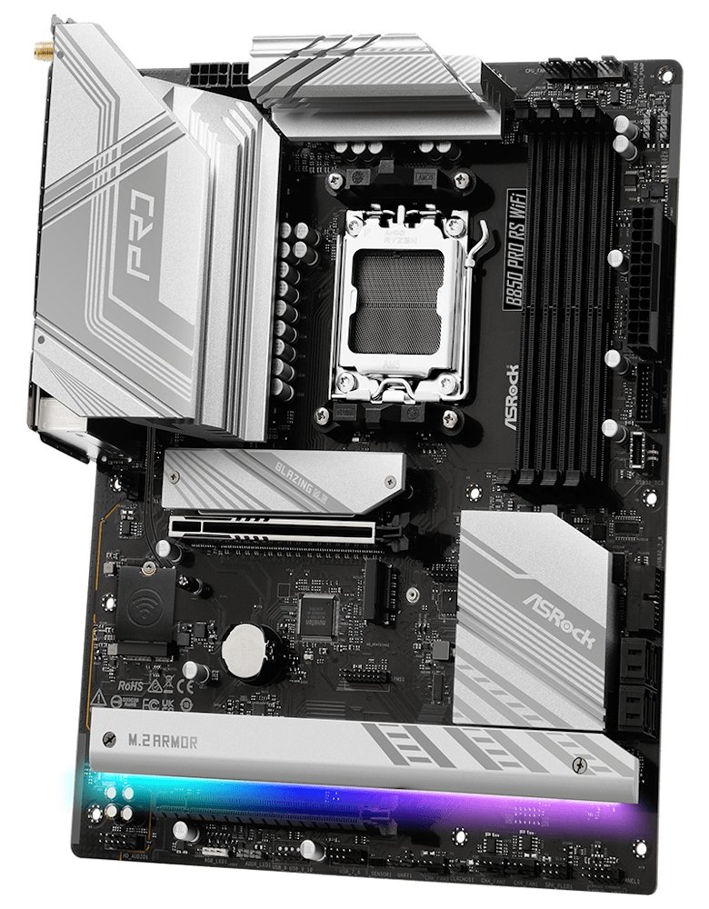 ASRock B850 Pro RS WiFi / AMD B850 / AM5 / 4x DDR5 DIMM / 4x M.2 / HDMI / USB-C / WiFi / ATX