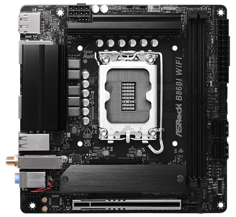 ASRock B860I WiFi/  Intel B860 / LGA1851 / 2x DDR5 / 2x M.2 / HDMI / DP / USB-C / WiFi / Mini-ITX