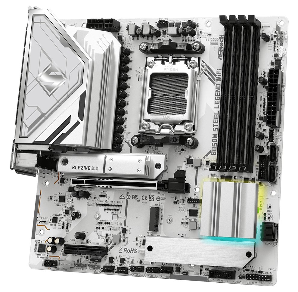 ASRock B850M Steel Legend WiFi / AMD B850 / AM5 / 4x DDR5 DIMM / 3x M.2 / HDMI / DP / USB-C / WiFi / mATX