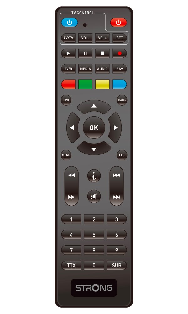 STRONG DVB-T/T2 set-top-box SRT 8119/ s displejem/ Full HD/ H.265/HEVC/ EPG/ USB/ HDMI/ SCART/ černý