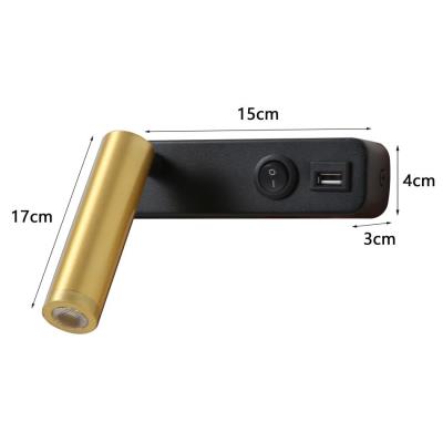 IMMAX GOAL designové nástěnné LED svítidlo, vypínač, USB, 3W, černo-zlaté