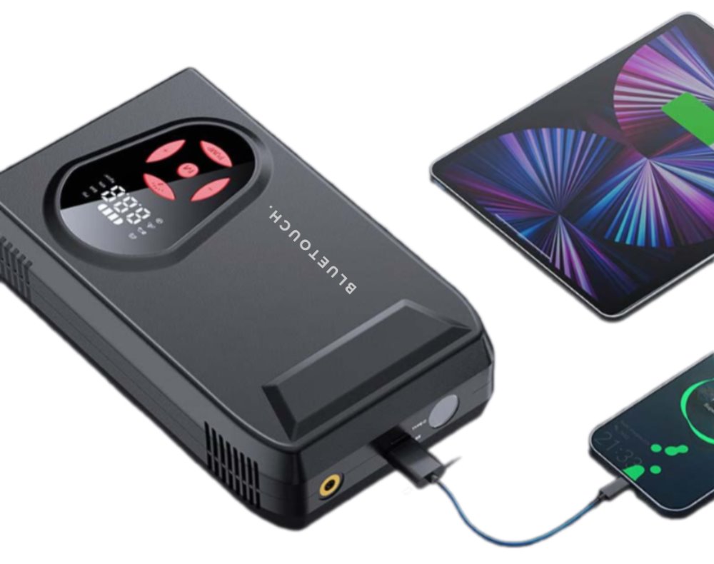 BLUETOUCH startovací zdroj s kompresorem 20.000 mAh a výstupním proudem 3000 A