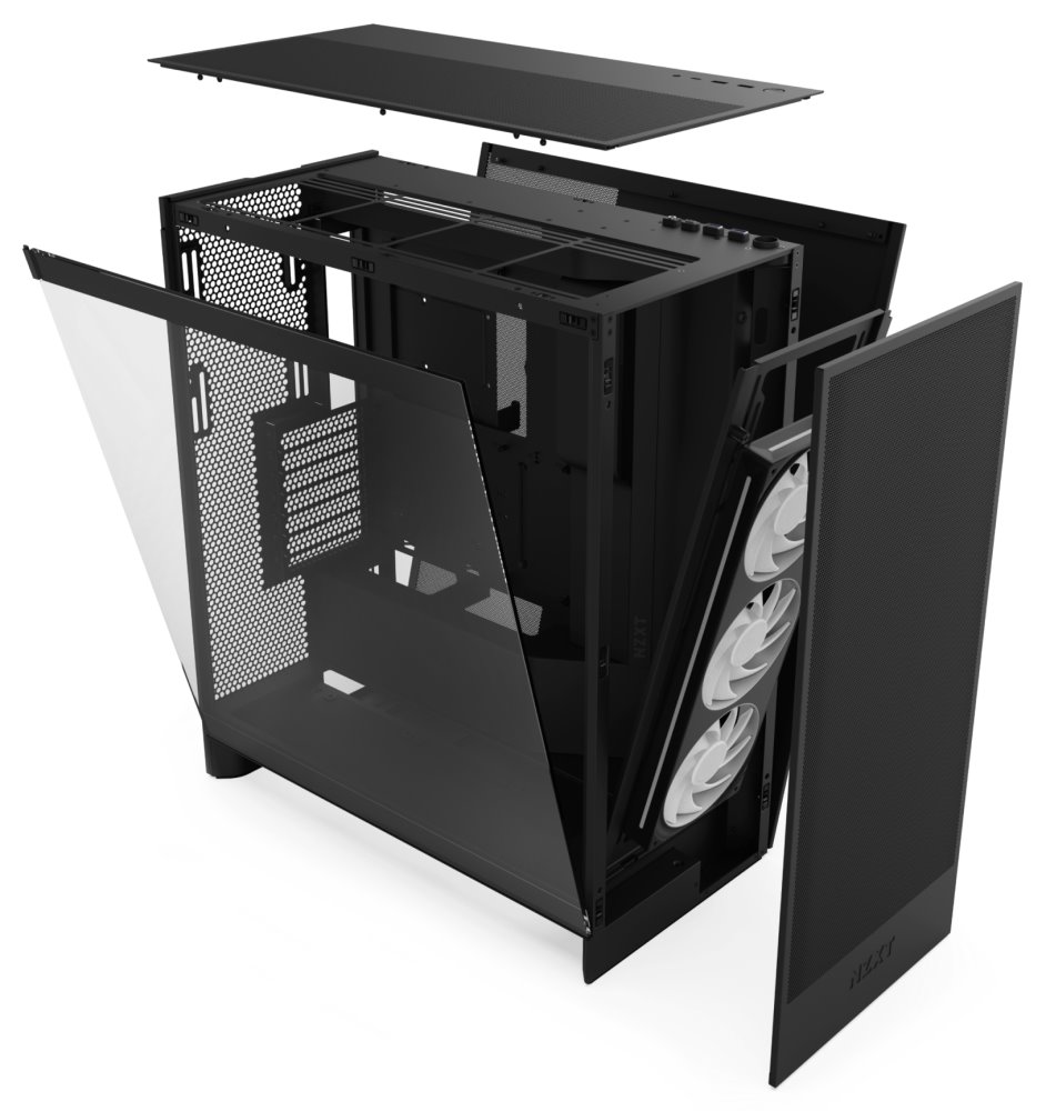 POŠKOZENÝ OBAL - NZXT skříň H7 Flow RGB edition / ATX / 1x360mm RGB core fan/ USB-C / 2x USB / proskl. bočnice / mesh panel / ...