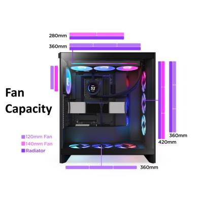 POŠKOZENÝ OBAL - NZXT skříň H7 Flow RGB edition / ATX / 1x360mm RGB core fan/ USB-C / 2x USB / proskl. bočnice / mesh panel / ...