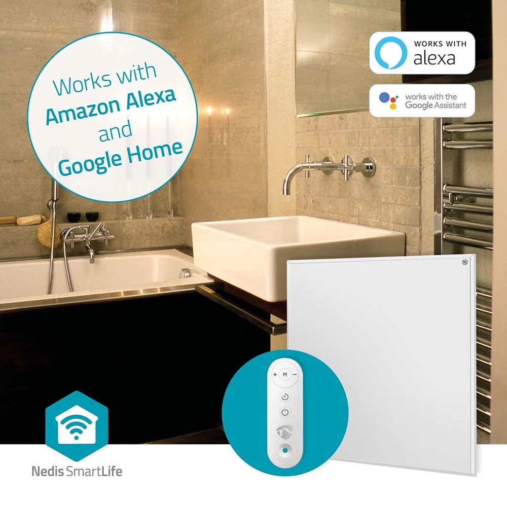 NEDIS Wi-Fi SmartLife Infračervený topný panel/ 350W/ nastavení teploty/ termostat/ IP44/ dálkové ovládání/ bílý