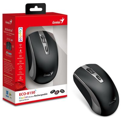GENIUS ECO-8150 BlackGrey/ 1200 dpi/ bezdrátová/ dobíjecí/ Copilot/ 4tlačítková/ černošedá