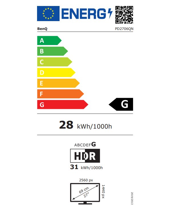 BENQ 27" LED PD2706QN/ FF/ LBL/ IPS panel/ 2560x1440/ 20M:1/ 5ms/ HDMI/ DP/ USB/ repro/ pivot