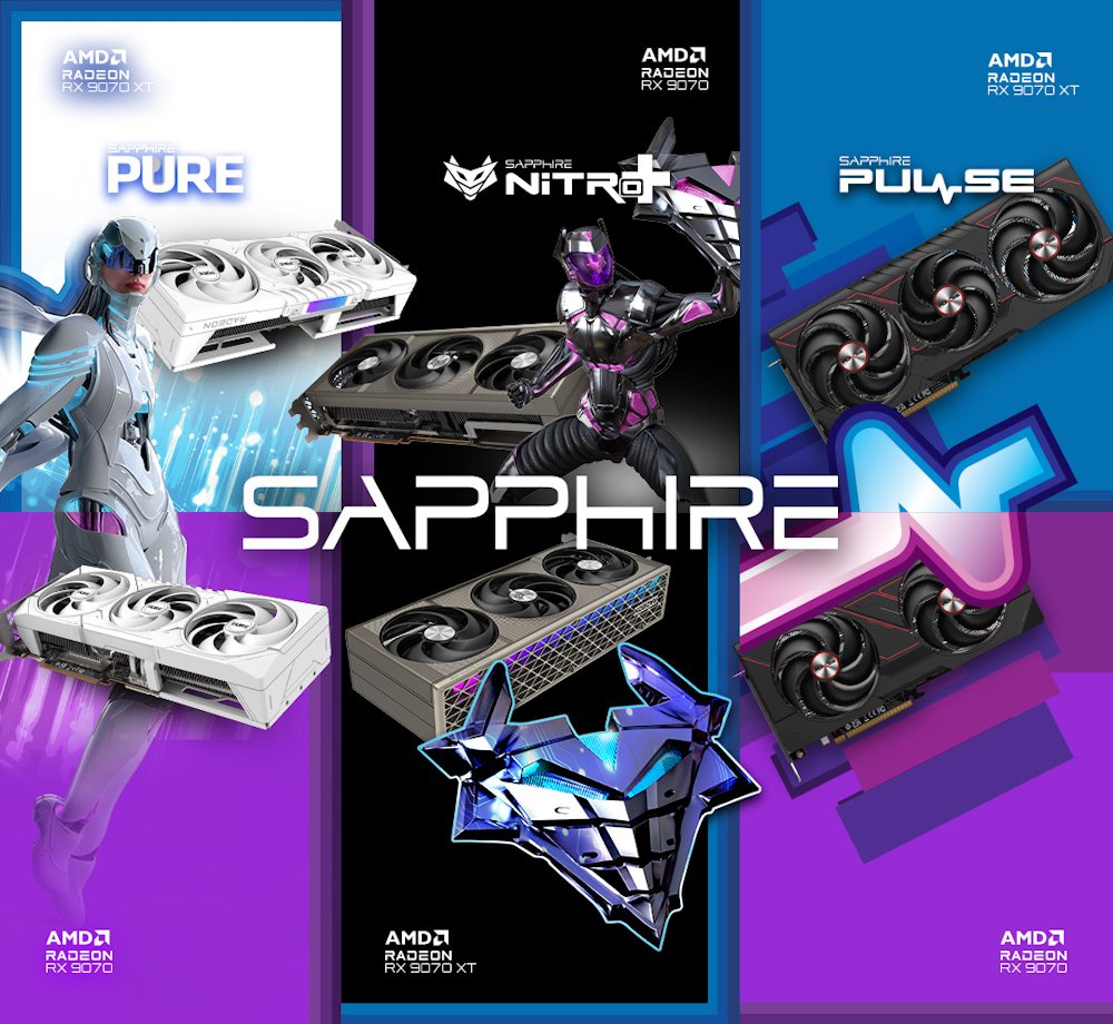 SAPPHIRE PURE AMD RADEON RX 9070 GAMING OC 16GB / 2x HDMI / 2x DP