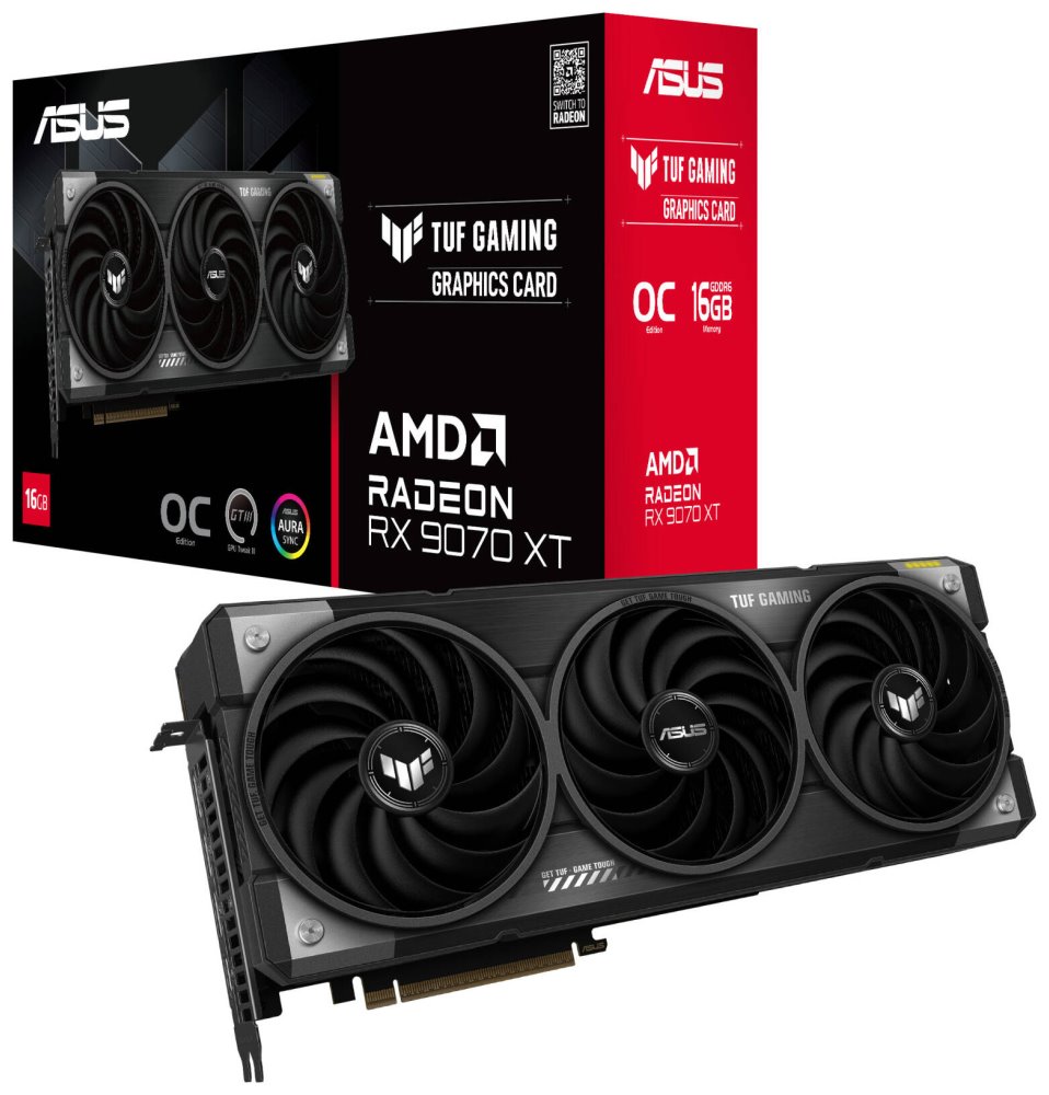 ASUS TUF Radeon RX 9070 XT O16G GAMING / 16GB GDDR6 / PCI-E / 3x DP / 1x HDMI
