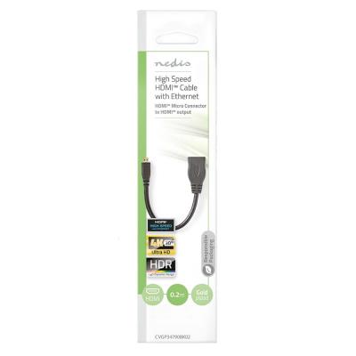 NEDIS High Speed HDMI kabel s Ethernetem/ micro HDMI zástrčka - HDMI zásuvka/ 4K@30Hz/ 10.2 Gbps/ 20cm