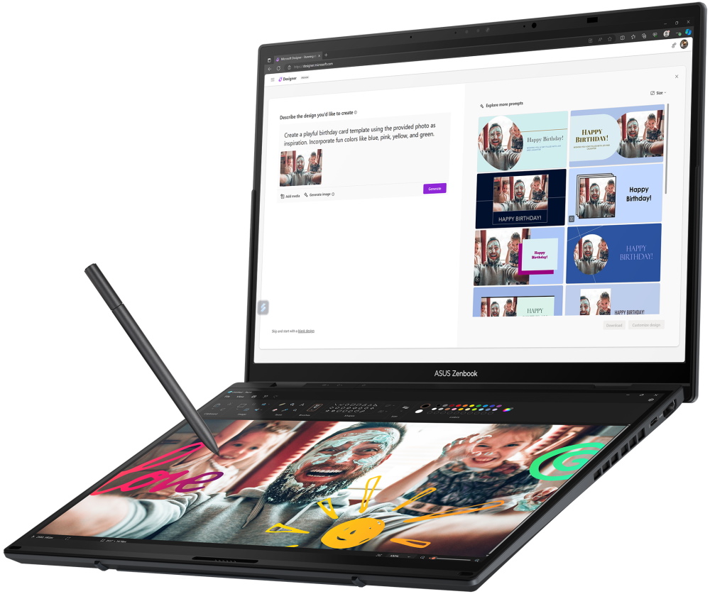 ASUS Zenbook Duo/ Core Ultra 9 285H/ 32GB/ 1TB SSD/ Intel Arc/ 14"WQXGA+,120Hz,touch/ W11P/ šedý