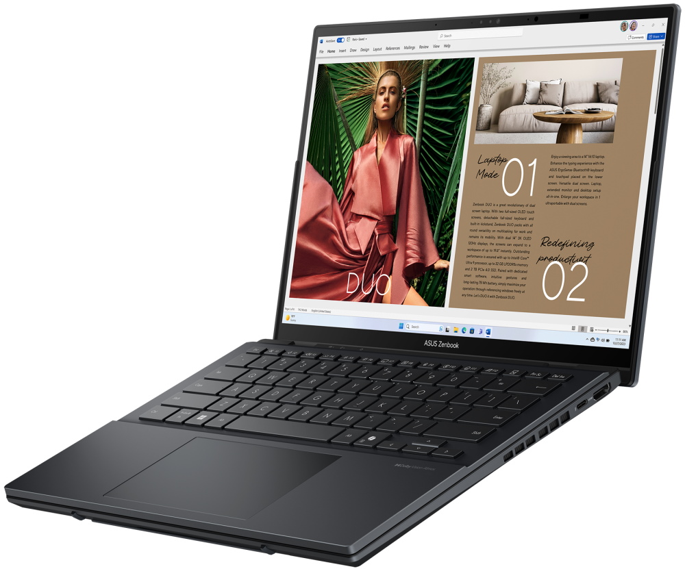 ASUS Zenbook Duo/ Core Ultra 7 255H/ 32GB/ 1TB SSD/ Intel Arc/ 14"WQXGA+,120Hz,touch/ W11H/ šedý
