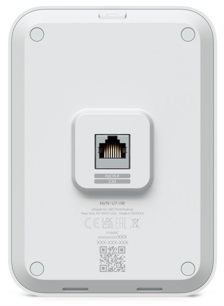 Ubiquiti UniFi 7 In-Wall - Wi-Fi 7 AP, 2.4/5GHz, až 5 Gbps, 3x 2.5GbE, PoE/PoE+ (bez PoE injektoru)