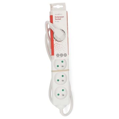 NEDIS napájecí prodlužovací zásuvka/ úhlová/ 6x zásuvka/ bílá/ 1,5m
