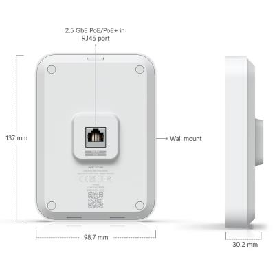 Ubiquiti UniFi 7 In-Wall - Wi-Fi 7 AP, 2.4/5GHz, až 5 Gbps, 3x 2.5GbE, PoE/PoE+ (bez PoE injektoru)