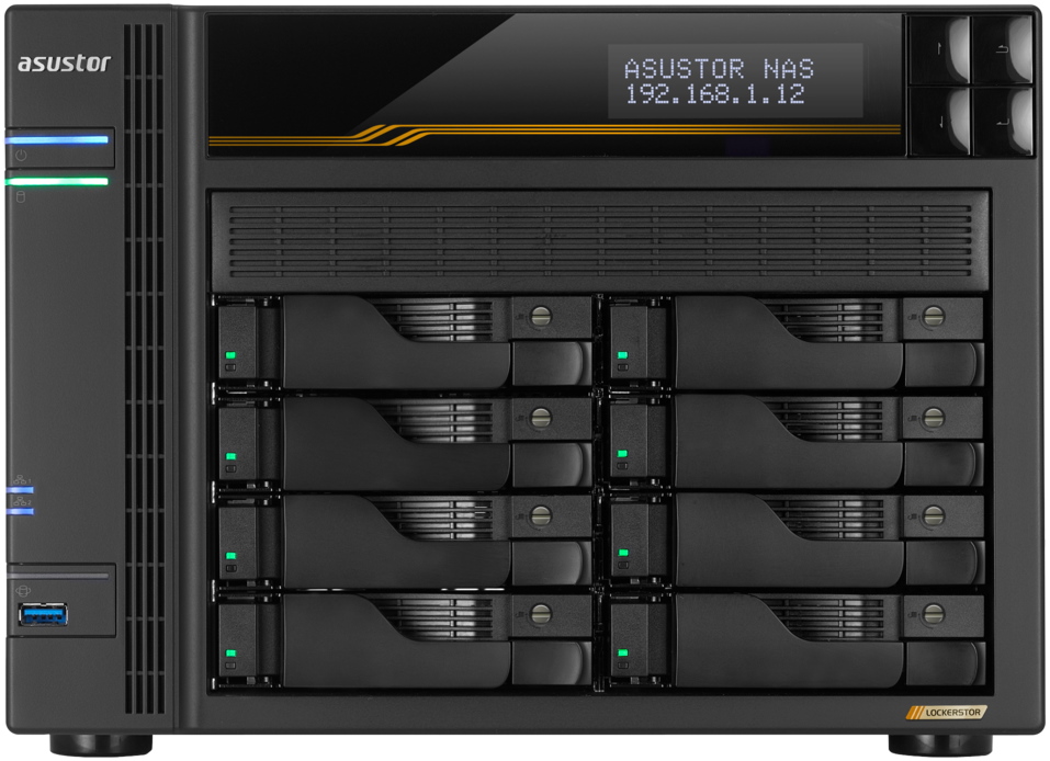 Asustor Lockerstor 8 Gen3 AS6808T   8x 2,5"/3,5" SATA III/ 16GB RAM/ Dual 10GbE Ports/ Dual 5GbE Ports/ 4x M.2 SSD