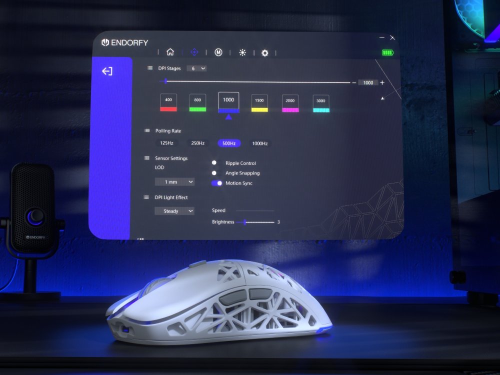 Endorfy myš LIV Wireless Onyx White / PAW3311 / Khail GM 4.0 / ARGB / bezdrátová / ultralehká / bílá