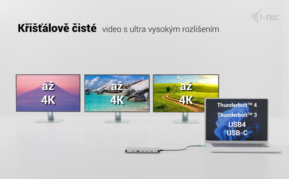 i-tec dokovací stanice USB-C Metal Nano 3x Display Dock, 2x HDMI 1x USB-C video, PD 140W + nabíječka 140 W