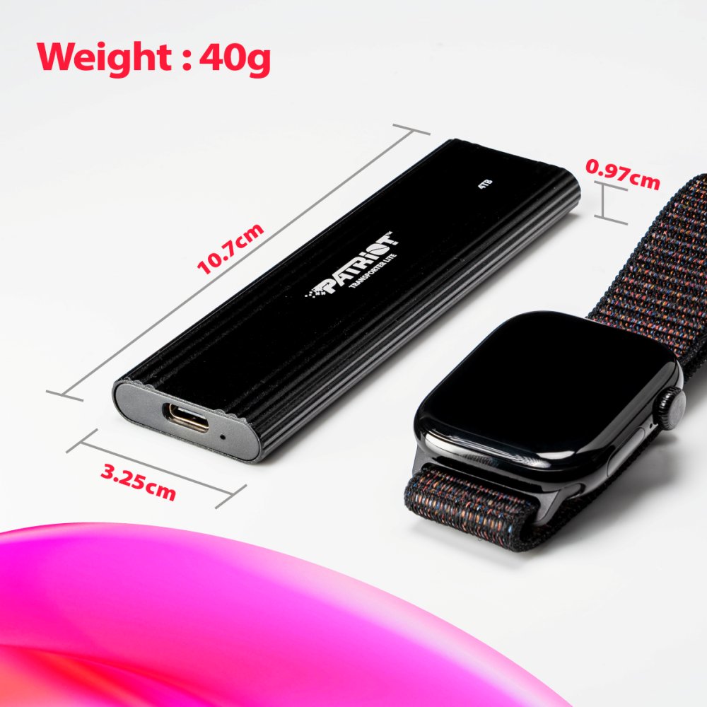 PATRIOT TRANSPORTER Lite 4TB Portable SSD / USB 3.2 Gen2 / USB-C / externí / hliníkové tělo / černý