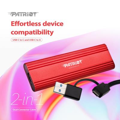 PATRIOT TRANSPORTER Lite 512GB Portable SSD / USB 3.2 Gen2 / USB-C / externí / hliníkové tělo / červený