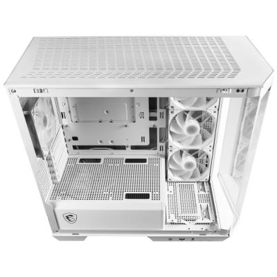 POUŽITÉ - MSI skříň MAG PANO M100R PZ White/ bez zdroje/ levé a přední sklo/ 4x 120 mm A-RGB fan/ 1x USB-C/ 1x USB3.2/ ...