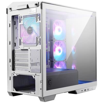 POUŽITÉ - MSI skříň MAG PANO M100R PZ White/ bez zdroje/ levé a přední sklo/ 4x 120 mm A-RGB fan/ 1x USB-C/ 1x USB3.2/ ...