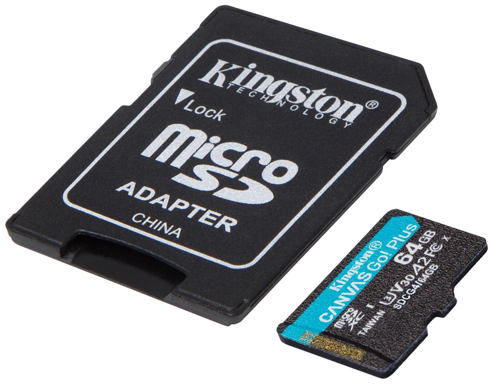 KINGSTON Canvas Go Plus Gen4 64GB microSDXC / C10 / UHS-I U3 V30 / up to  200MB/s / vč. adaptéru