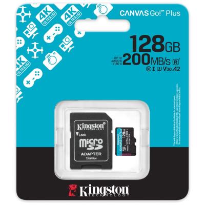 KINGSTON Canvas Go Plus Gen4 128GB microSDXC / C10 / UHS-I U3 V30 / up to  200MB/s / vč. adaptéru