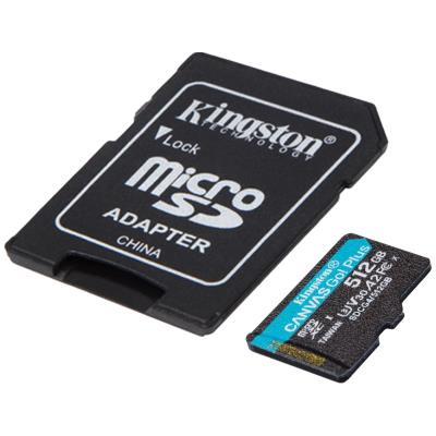 KINGSTON Canvas Go Plus Gen4 512GB microSDXC / C10 / UHS-I U3 V30 / up to  200MB/s / vč. adaptéru