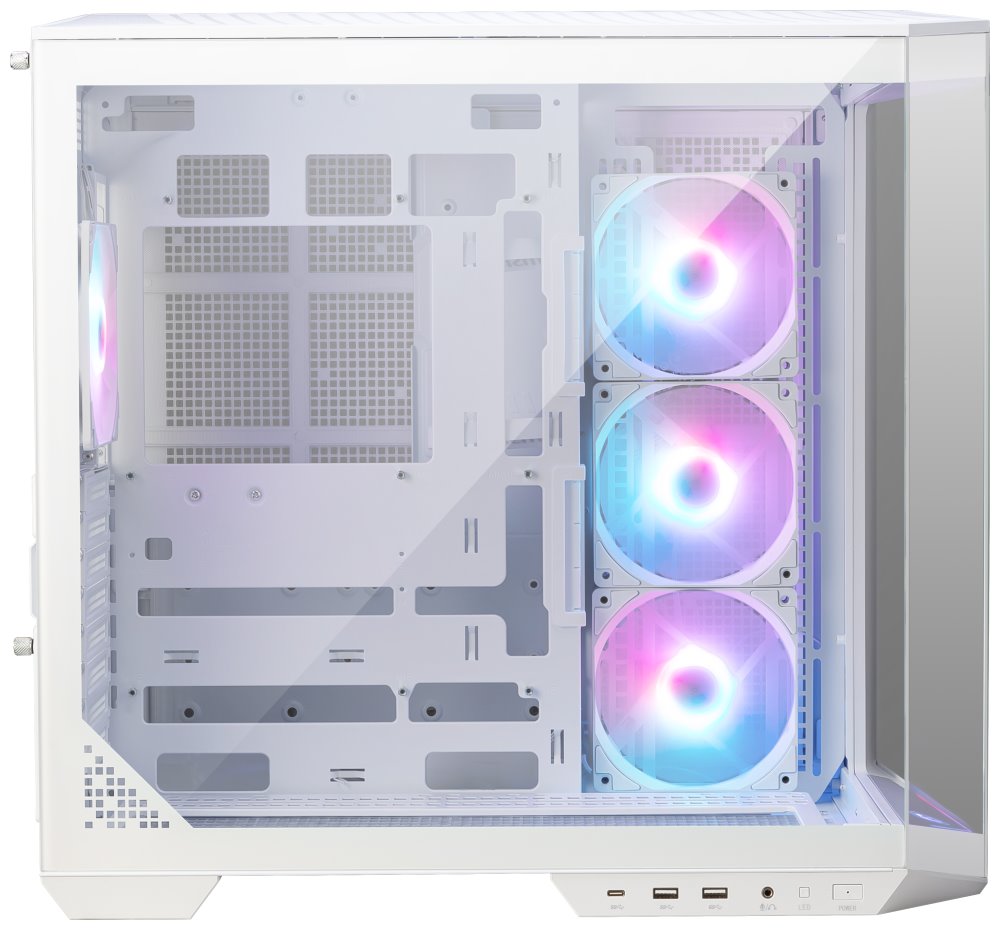 POŠKOZENÝ OBAL - MSI skříň MAG PANO 100R PZ White/ bez zdroje/ levé a přední sklo/ 4x 120 mm A-RGB fan/ 1x USB-C/ 1x USB3.2/ b...