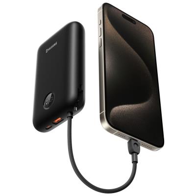 Swissten Power bank VOLTBOX 35W 30000 mAh s integrovanými kabely - USB-C, A, Lightning / černá