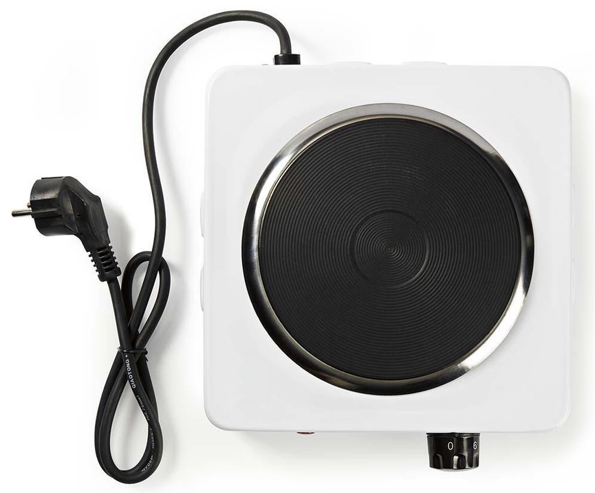 POŠKOZENÝ OBAL - NEDIS elektrický vařič/ 1 plotýnka/ výkon 1500 W/ ochrana proti přehřátí/ bílý