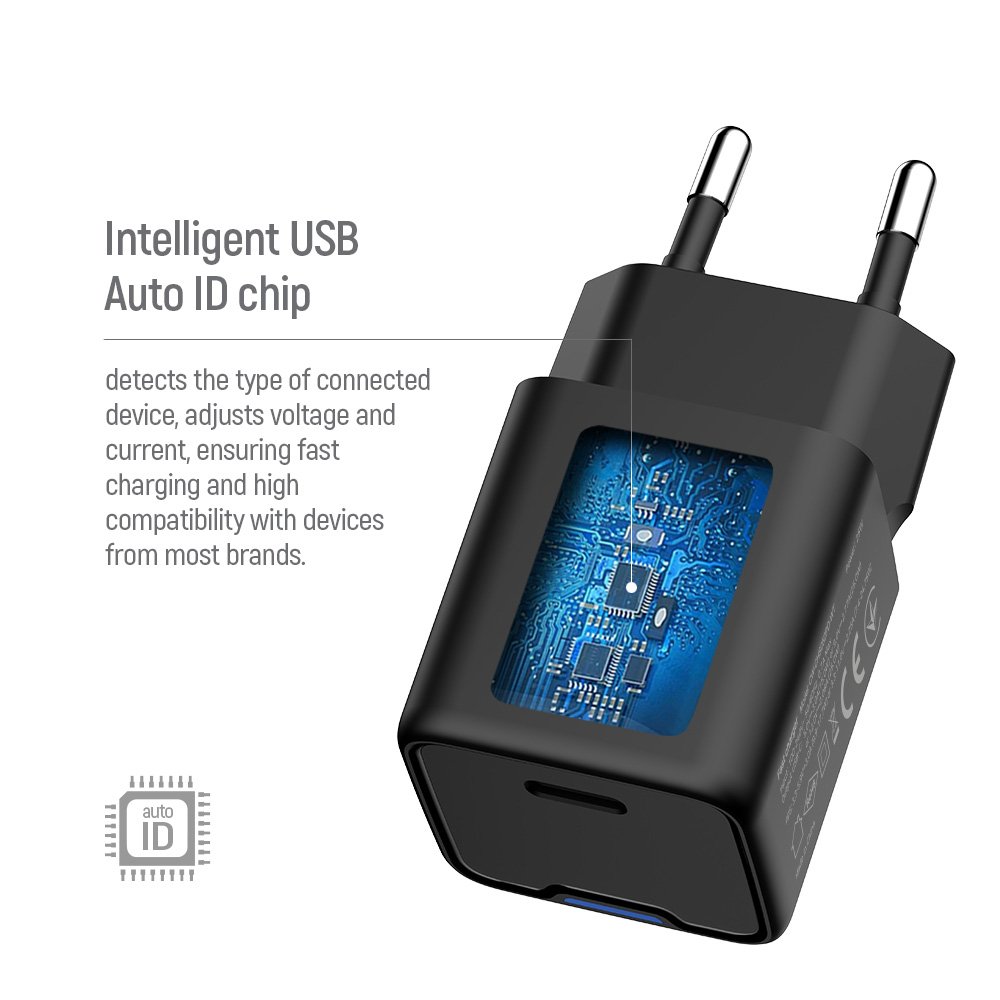 COLORWAY 1x USB-C/ síťová nabíječka/ GaN/ PD/ PPS/ 25W/ Černá