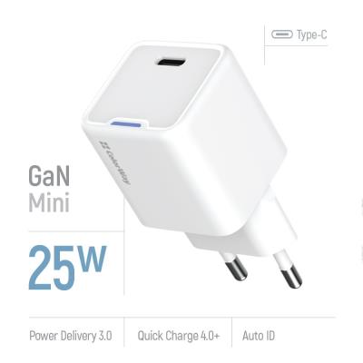 COLORWAY 1x USB-C/ síťová nabíječka/ GaN/ PD/ PPS/ 25W/ Bílá