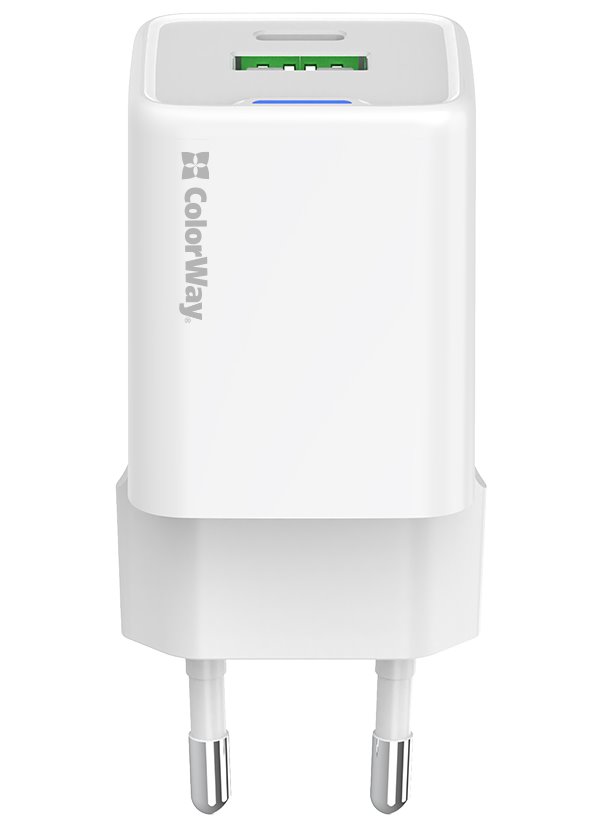 COLORWAY 1x USB-C/ síťová nabíječka/ GaN/ PD/ PPS/ QC/ 35W/ Včetně 100cm kabelu/ Bílá