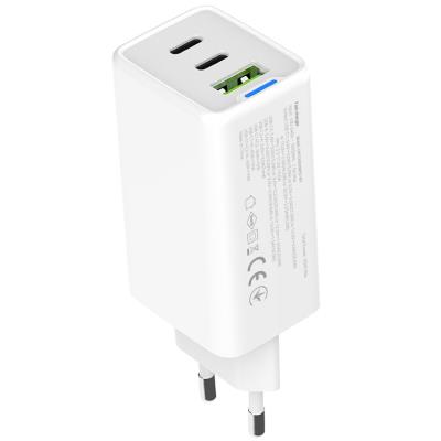 COLORWAY 2x USB-C, 1x USB-A/ síťová nabíječka/ GaN/ PD/ PPS/ 65W/ Bílá