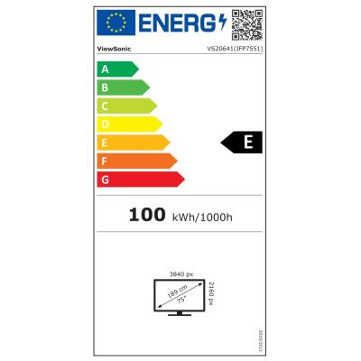 ViewSonic dotykový panel IFP7551 4K 75" Android 14 EDLA, 50 Multi touch,400nits,16G RAM/128GB,OPS slot,HDMI,VGA,DP,USB