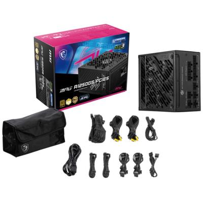 MSI zdroj MPG A1250GS PCIE5/ 1250W/ ATX3.1/ akt. PFC/ 10 let celk. záruka/ 135mm fan/ modulární kabeláž/ 80PLUS Gold