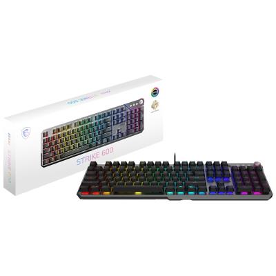MSI herní klávesnice STRIKE 600 Silent/ drátová/ mechanická/ RGB podsvícení/ USB/ CZ+SK layout