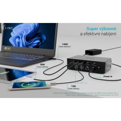 i-tec dokovací stanice Thunderbolt 5 Quattro Display Dock, 2x HDMI, 1x USB-C video, Power Delivery 140W