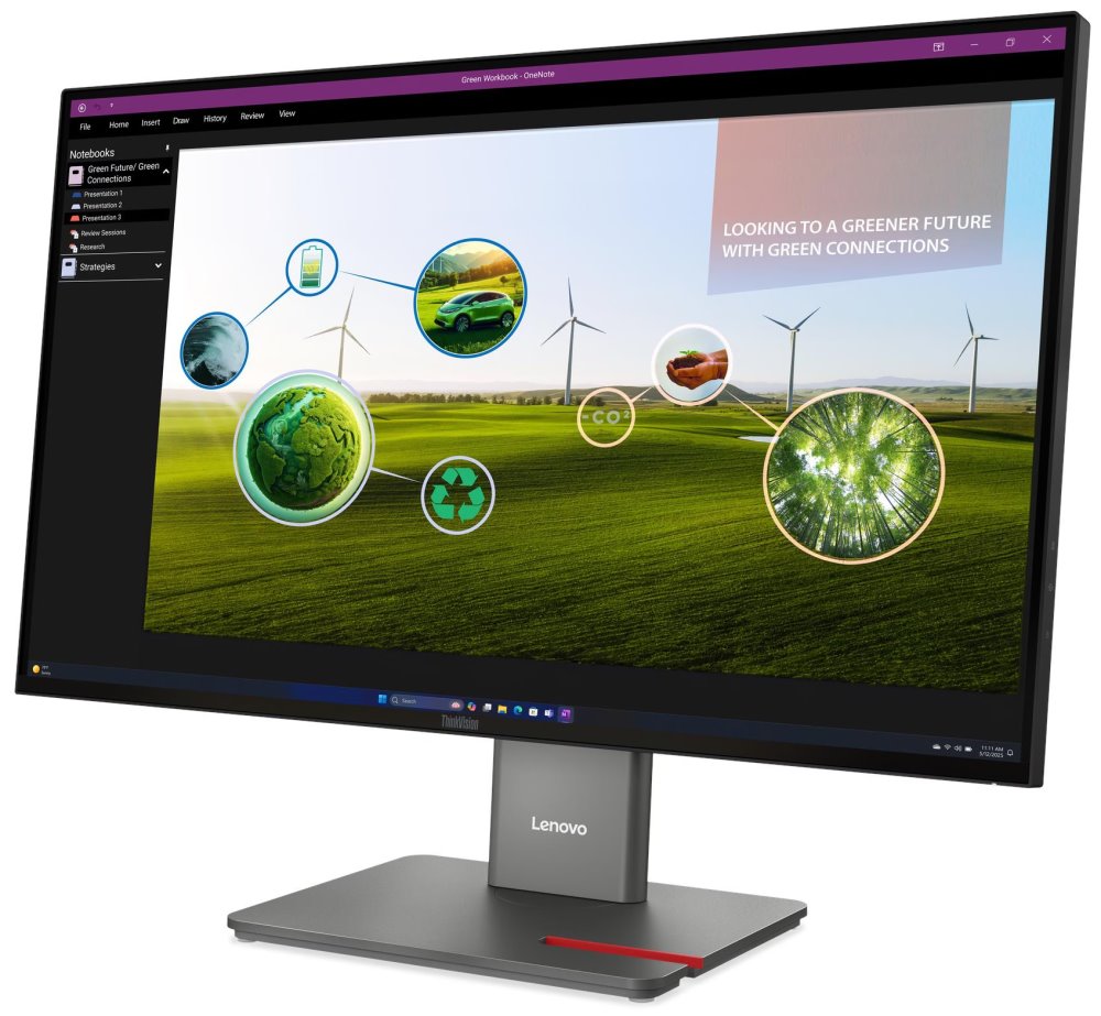 Lenovo P27Q-40 s MC60/ 27" ECO-IPS/ 2560x1440/ 16:9/ 350cd/m2cmd/ 1500:1/ 4ms/ HDMI/ DP/ USB/ VESA/ černý